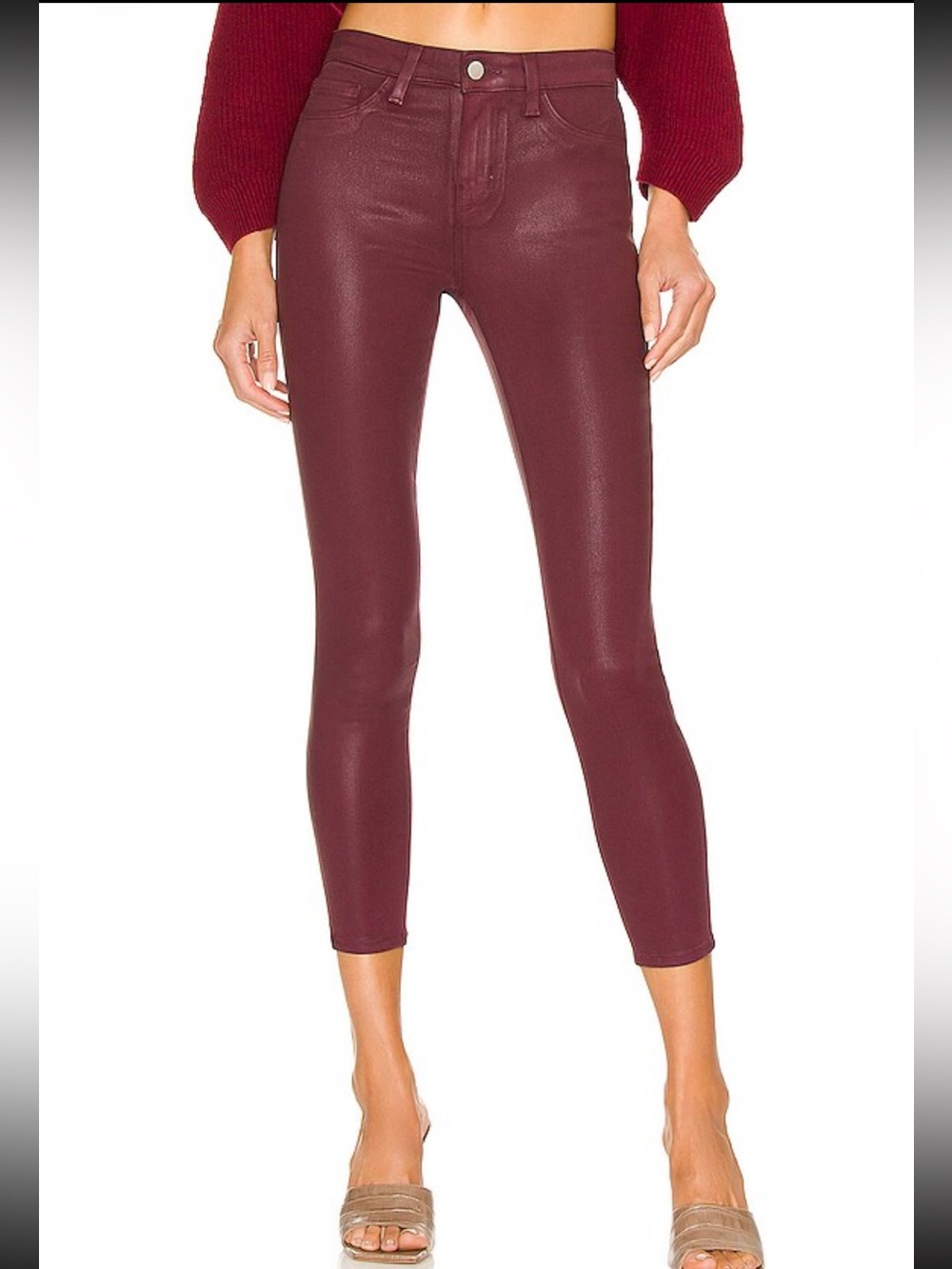 NWT L’AGENCE Margot High Rise Skinny Jeans Dark Berry Coated – Size 29